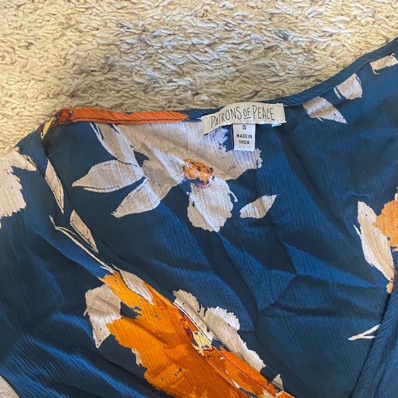 Patrons of Peace Blue and Orange Floral Maxi Dress - Picture 2 of 4